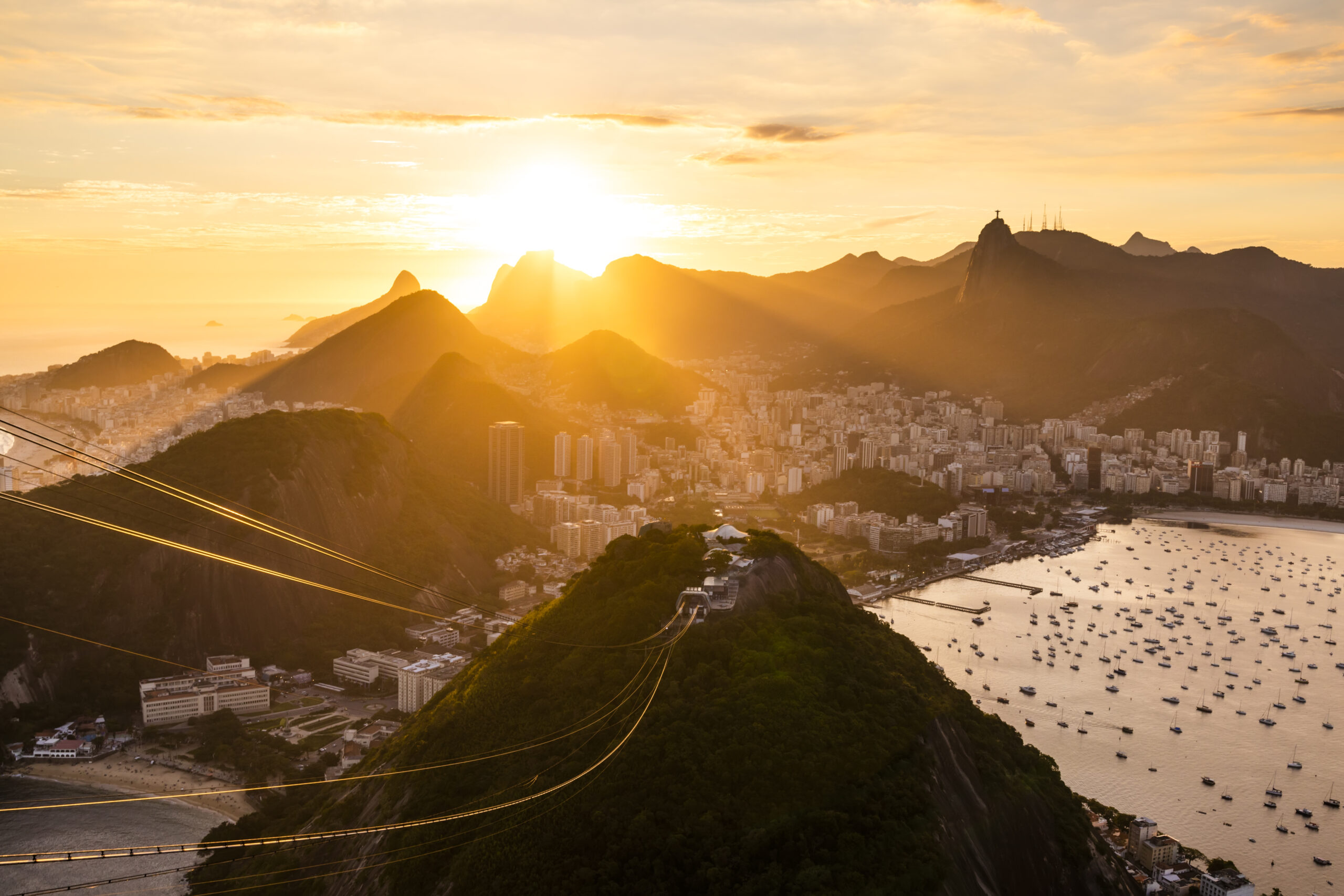 beautiful panorama of rio de janeiro at twilight, brazil. sugarloaf mountain
