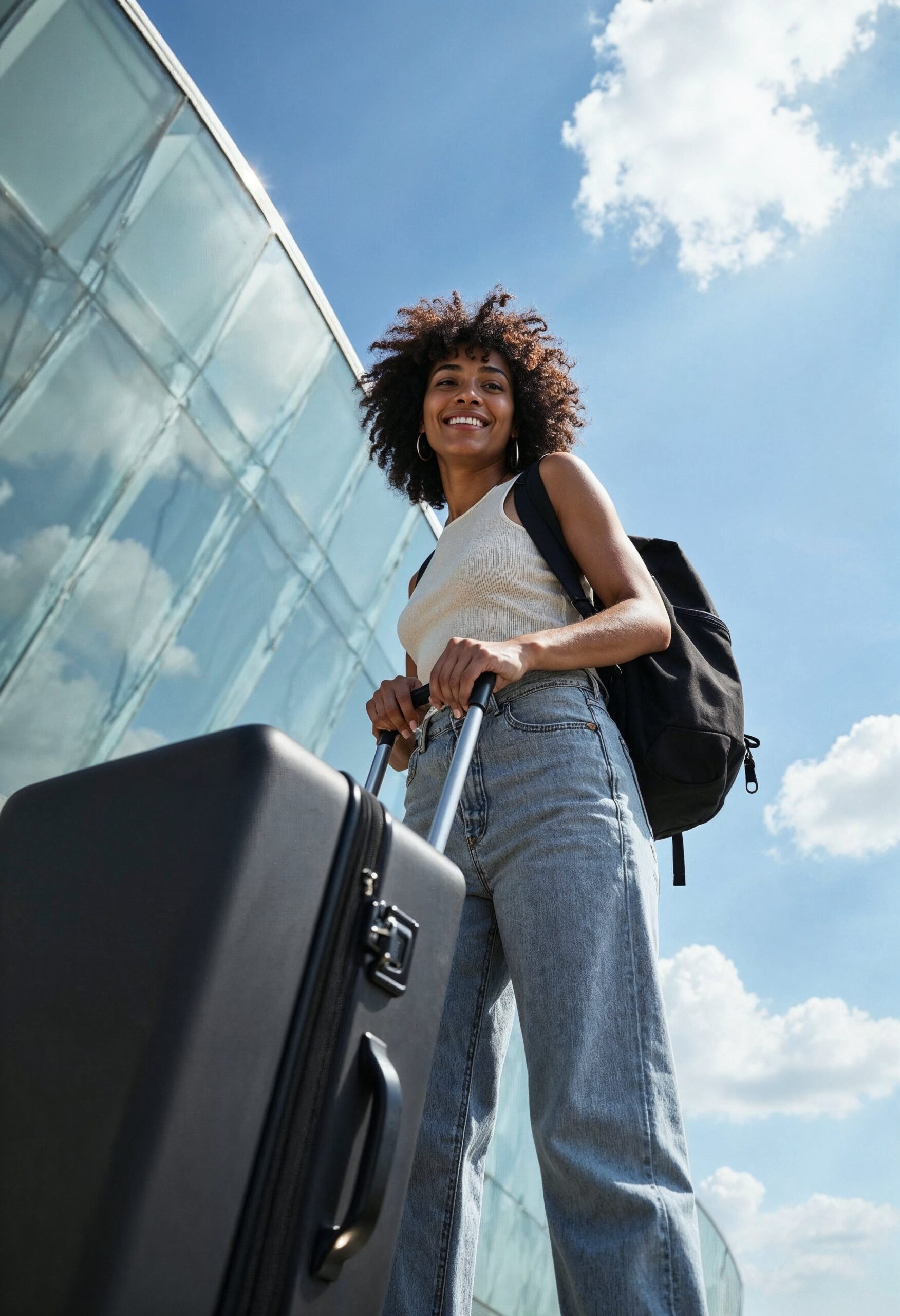 Serviços Especiais young woman traveling with suitcase